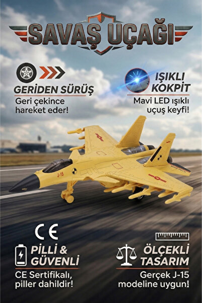 craftivio J-15 Savaş Uçağı Oyuncak Işıklı Çek Bırak Maket Jet 23 cm - Piller ...