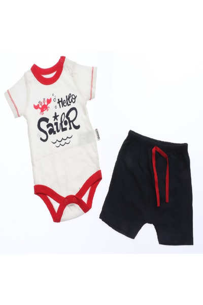 Orlandokids Hello Sailor Rac Βρεφικό Βαμβακερό Σετ Κορμάκι και Σορτς