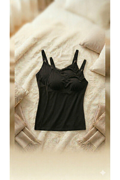 Dagi Cotton Maternity Nursing Undershirt - 2-Piece Black and White Clip-On Ma...