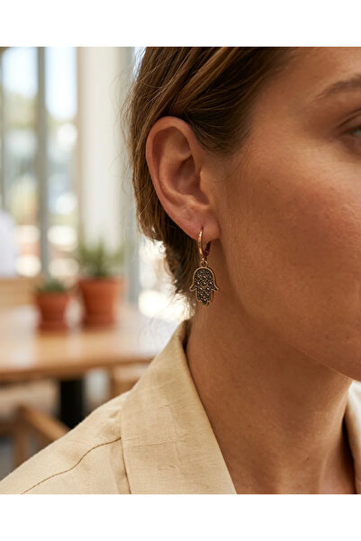 Dorvina Bronze Earrings Authentic Jewelry Margazite Stone Fatma Ana Hand Mode...