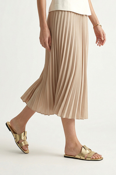 Gökhan Talay Γυναικείες παντόφλες Venza Cross-Strap Gold Metallic Skin