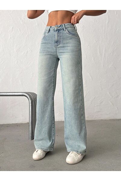 ADAMODA.RO Απλά ελαστικά τζιν με φαρδιά μπατζάκια