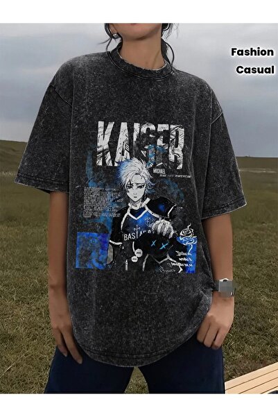 Le Savu Μπλουζάκι Bluelock Kaiser με στάμπα, unisex, oversized, που πλένεται