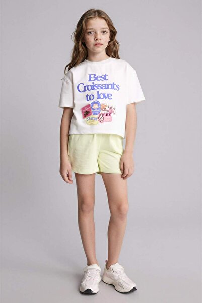 DeFacto طقم تي شيرت وشورت مكون من قطعتين للبنات H7877A826SM