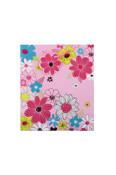 Eurowrap XL Φλοράλ Ροζ Χάρτινη Τσάντα Δώρου