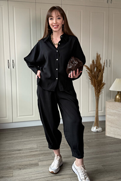 Dilay Gökoğlu Butik Σετ παντελονιών από ύφασμα Tensel σε χρώμα καρότο και μαύρο