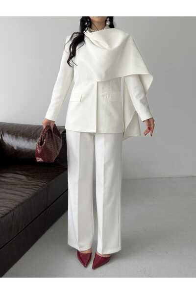 MYGİYİMİSTANBUL Κομψό παντελόνι με φαρδιά μπατζάκια και λεπτομέρεια ντραπέ σά...