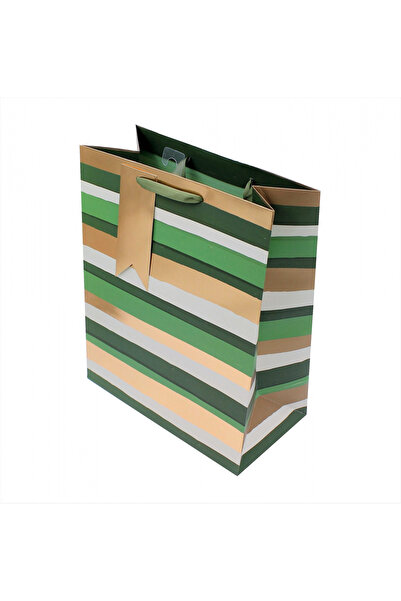 Eurowrap Χάρτινη Τσάντα Δώρου με Πράσινη Ρίγα M