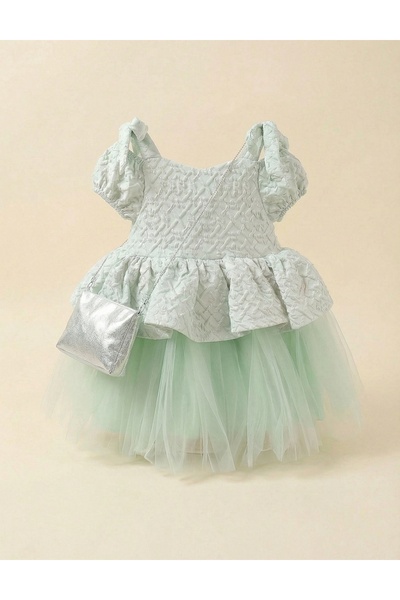 MiniKids Φόρεμα πολυτελείας, με τσάντα, Μιραμπέλα, πράσινο