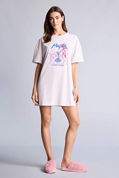 DeFacto Printed Short Sleeve Nightgown H2025Ax26Sm