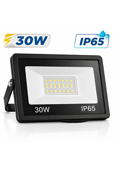 INTERLED 30W Slim LED Projektör IP65 Su Geçirmez Dış Mekan Beyaz Işık (6500K)
