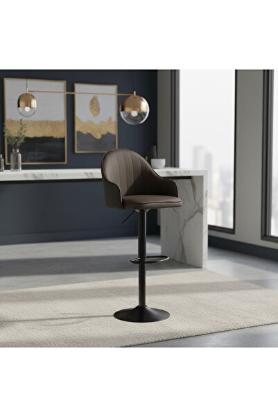 Ebticar Brown faux leather bar stool with a luxurious design