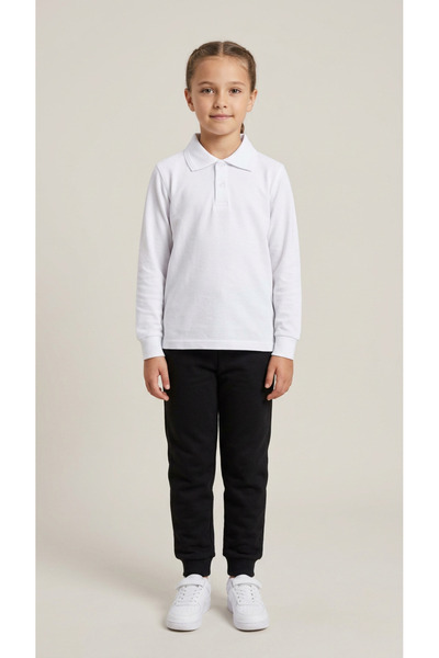 Mışıl Kids Σχολικό μακρυμάνικο πόλο για κορίτσια με γιακά Lacoste