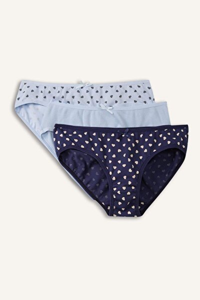 DeFacto Patterned Ribbed 3-Piece Slip Panties for Girls H0812A826Sp