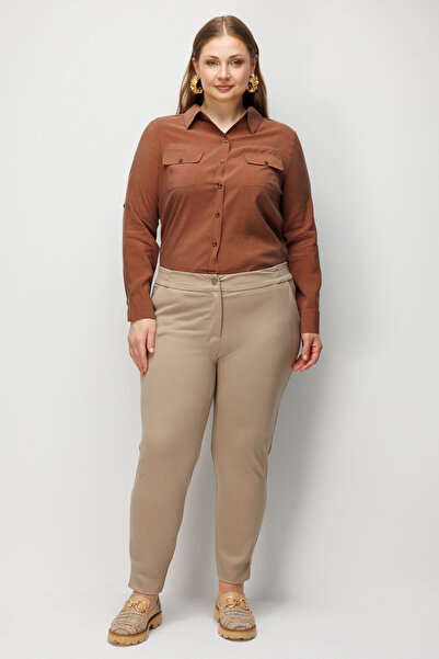 Ekol Slit Leg Trousers with Elastic Waist