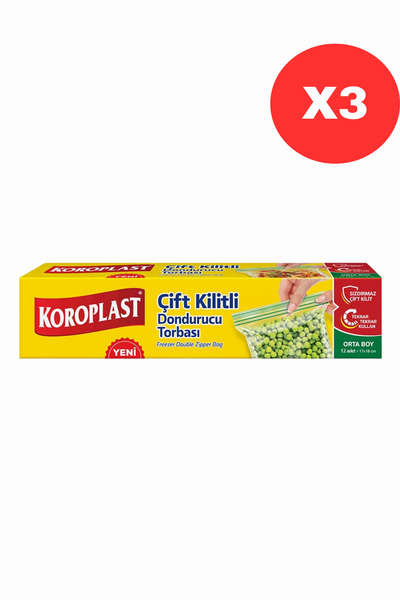 Koroplast Çift Kilitli Dondurucu Torbası Orta boy 17 cm*18 cm X3