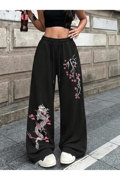 Toum Japan Sakura Printed Oversize Baggy Sweatpants