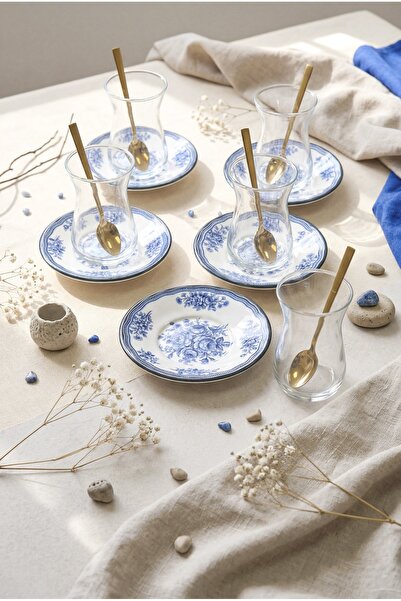 Erbaşlar Frozen ÇİÇEK Dekorlu 12 Parça 6 Kişilik Çay Takımı, Çay Seti