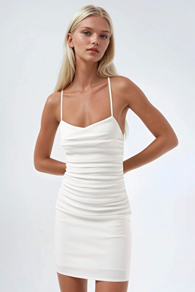 Hiccup Heart Neckline Gathered Mini Dress