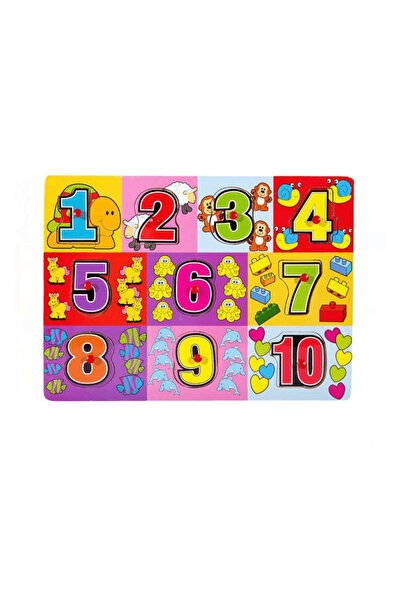 wood toys Wooden puzzle with buttons - Learning to count, 30x22cm, Multicolor