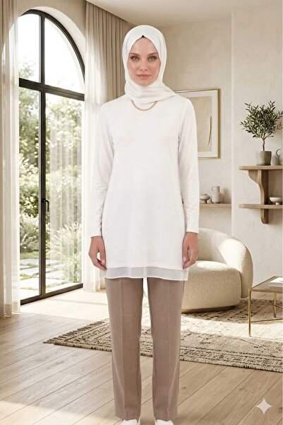 Puane Γυναικείο μακρυμάνικο τοπ με λαιμόκοψη ποδηλάτου και λεπτομέρεια από σι...