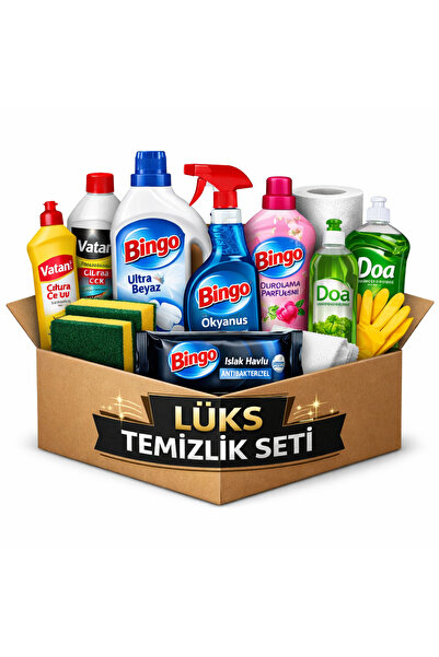Lüks Mega Temizlik Seti – 25+ Parça Ev Temizlik Paketi (Çamaşır, Bulaşık, Yüzey)