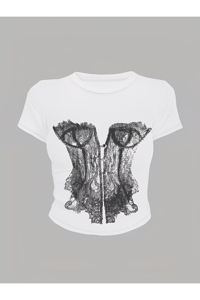 Touz Moda Bluză crop retro Gaze cu curea
