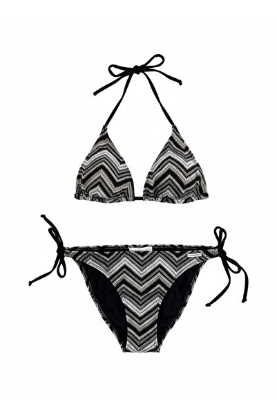 AQUELLA Renkli Triko Üçgen Bikini Takım