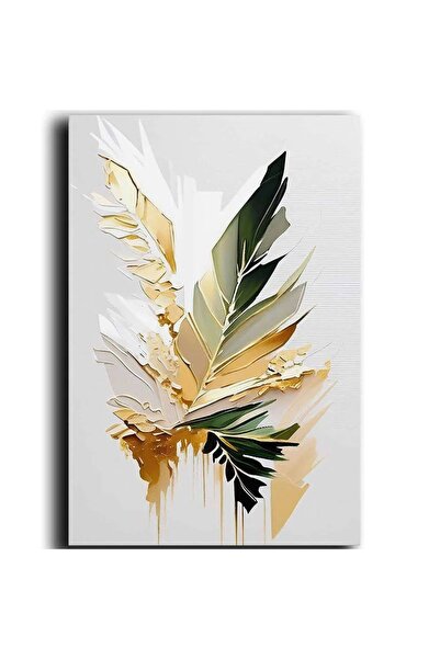 OEM Tablou decorativ Re-Bloom, model frunză, pânză/lemn, multicolor, 70 x 100 cm