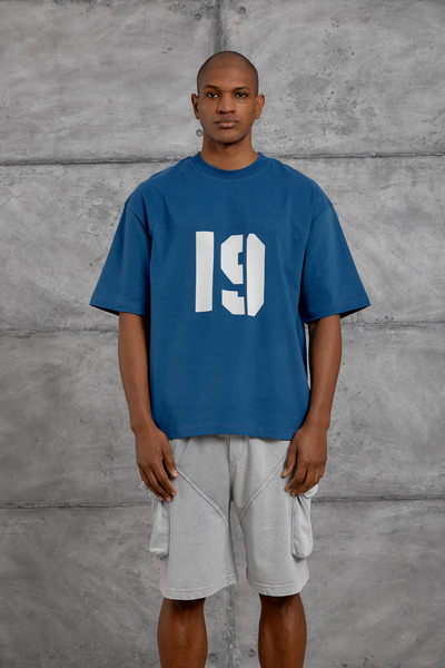 NOMARC Tricou supradimensionat albastru cu imprimeu 19