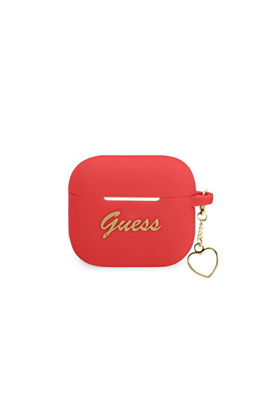 Guess GUA3LSCHSR Apple AirPods 3 roșii, Colecție de brelocuri din silicon în ...
