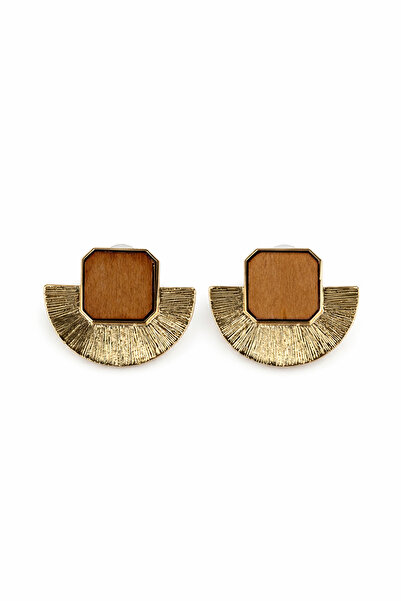 Sacha Accessories Geometrik Ahşap Görünümlü Küpe