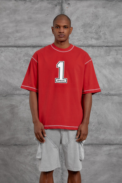 NOMARC Tricou supradimensionat imprimat roșu 1