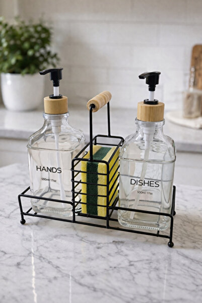 MAKRİ HOME Πολυτελής διπλός γυάλινος διανομέας υγρού σαπουνιού με λαβές από μ...