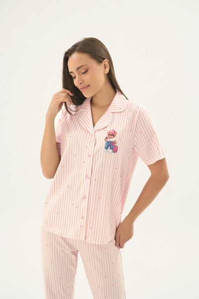 Sevim 17533 Women's Buttoned Printed Pajama Set