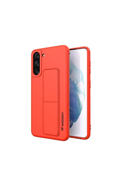 WOZINSKY Husă din silicon cu suport pentru Samsung Galaxy S21+ 5G, roșu