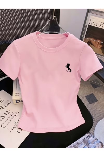 Touz Moda بلوزة قصيرة بحزام على الخصر بتصميم ريترو ستريت وير هورس كلوب