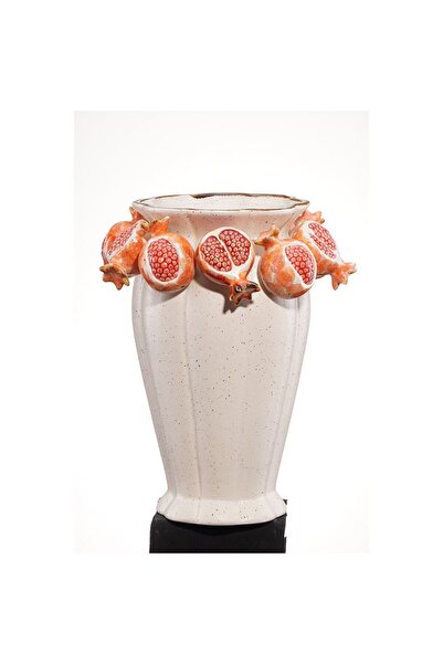 Generic Cerelia Pomegranate Vase 24.2X24.2X31Cm -Cream/Red