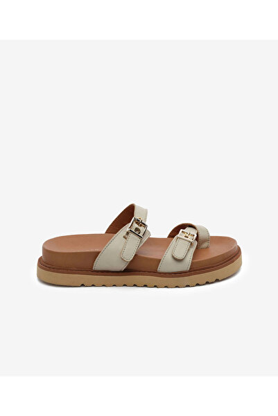 Greyder Дамски бежови чехли от естествена кожа 6Y2CT59249