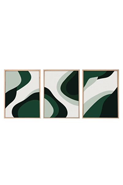 OEM Set de pictură decorativă Re-Bloom, 3 piese, MDF/lemn masiv, verde/alb/ne...