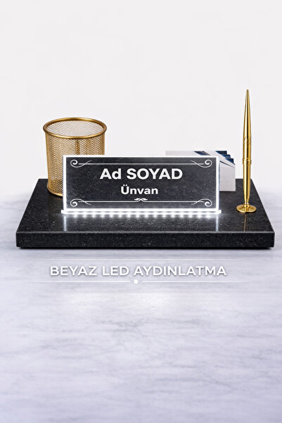Digital Hayat Kişiye Özel Işıklı Masa İsimliği Mermer LED Ofis Ayna/Cam İsiml...