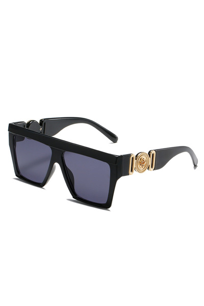 Tessero Oversized Luxury Shield Sunglasses, Vintage Gold Medusa Style Details...