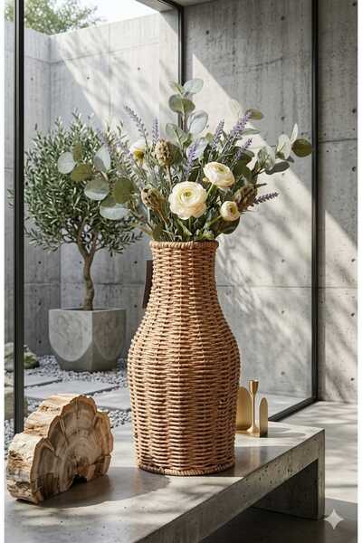 Funny Life Φυσικό Διακοσμητικό Βάζο από Ρατάν - Διακοσμητικό αντικείμενο - 30...