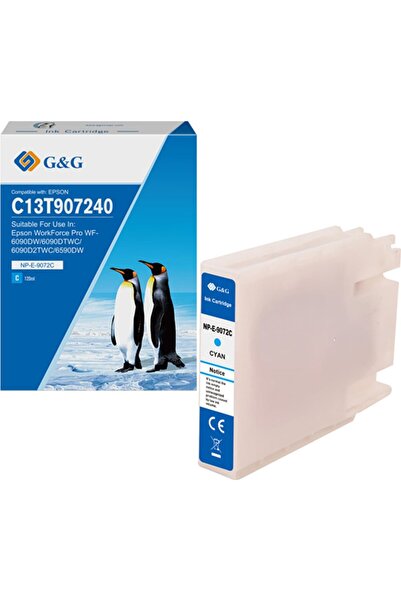 G&G ink cartridge compatible ink cartridge with C13T907240, NP-E-9072C, cyan