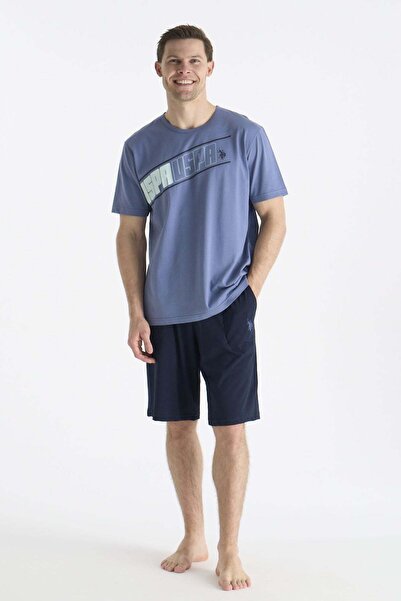 U.S. Polo Assn. U.S. Polo Assn. 19015 Ανδρικό σετ πιτζάμες με κοντομάνικο μπλ...