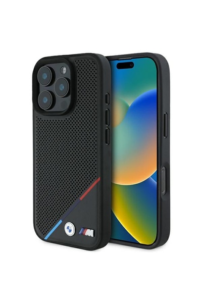 BMW BMHMP16L23PUPDK iPhone 16 Pro 6.3 " carcasă rigidă neagră M Linie Tricolo...