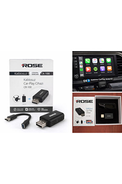 Rose CR-100 Kablosuz CarPlay Adaptörü – Hızlı Kablosuz Bağlantı, Android Auto...