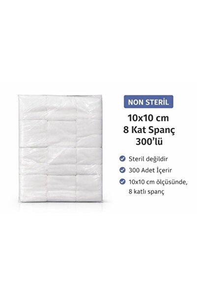 Bozkar Medikal Non Steril 10x10 cm 8 Katlı Spanç (Gazlı Bez) – 300 Adet