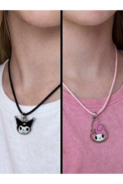 VerdeHome Sanrio My Melody & Kuromi İkili Kolye Seti – Ayarlanabilir İpli Çoc...