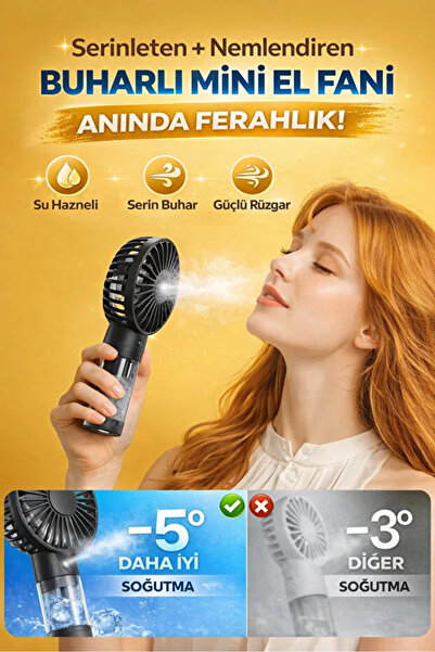 Neler Geldi Neler El Tipi Sulu Soğuk Buharlı Fan Şarjlı Mini Vantilatör 3 Kad...